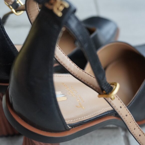 Black Square-Toe Slingback Heels – Size 7 - Picture 6 of 11